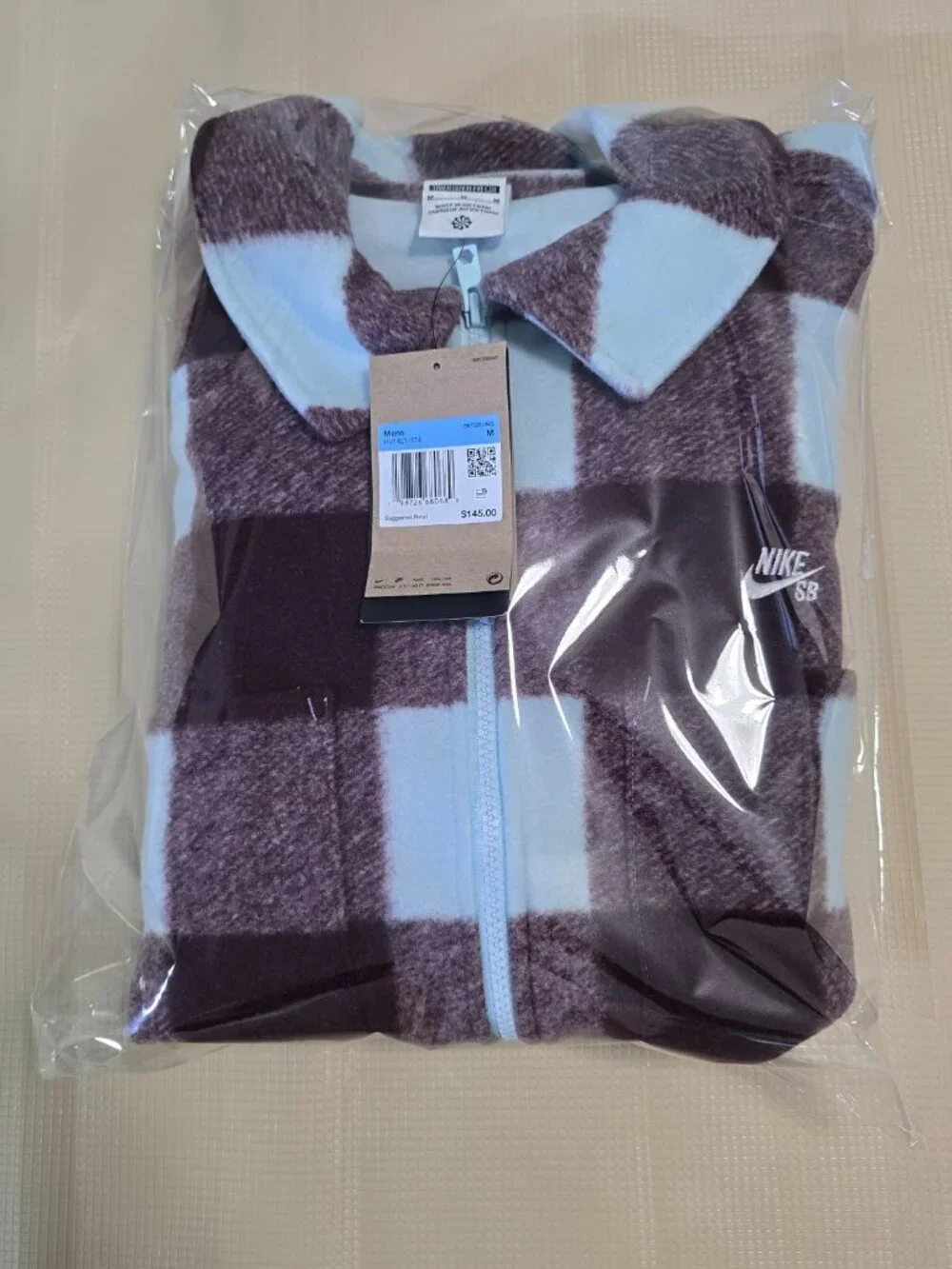 Nike SB Essential Skate Shirt Jacket Glacier Blue Burgundy HV1421-474 Men Size M